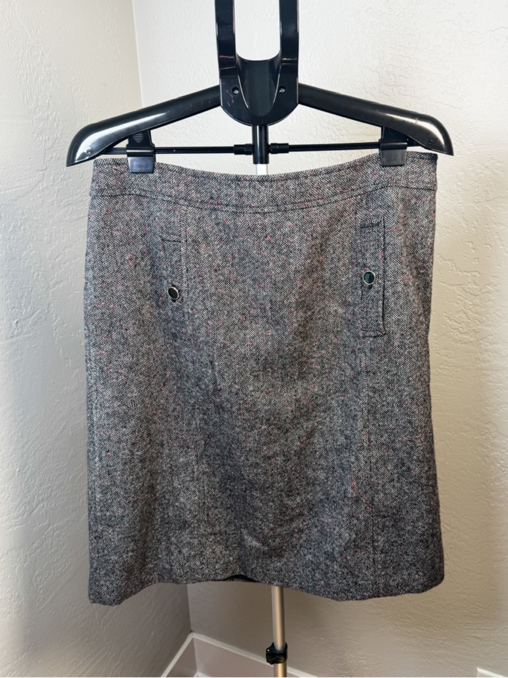 Talbots Petites Gray Speckled Wool Blend Tweed  Classic Straight Skirt Size 14P